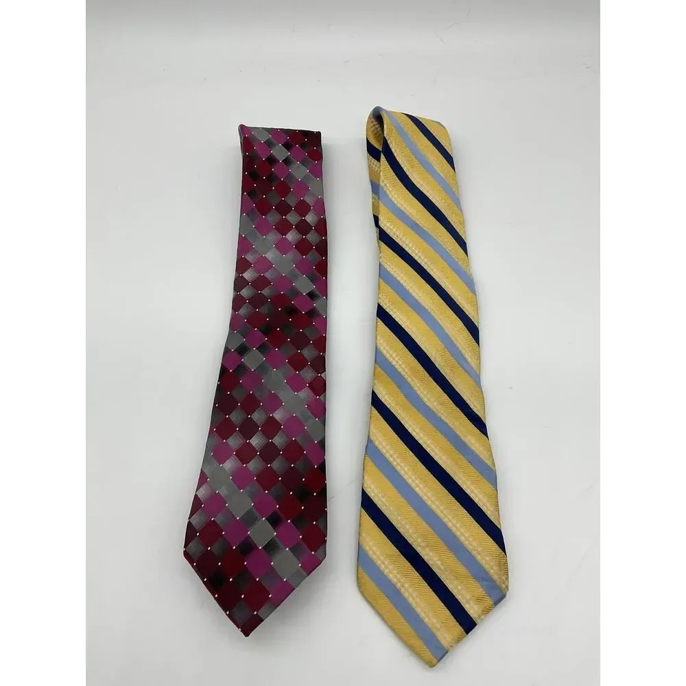 Haspel Van Heusen Silk Ties Mens‎ Yellow Blue Stripe Red Gray Geometric Workwear